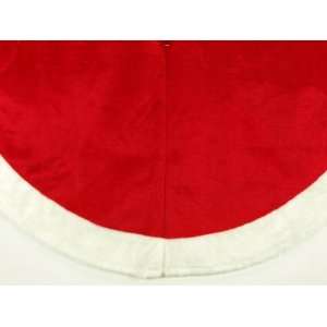   48 Red Plush Christmas Tree Skirt with White Border: Home & Kitchen