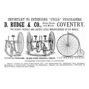  Advertisement for Cycles and Tricycles by D. Rudge and Co 