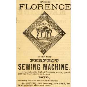  1871 Ad Florence Perfect Antique Table Sewing Machine 505 