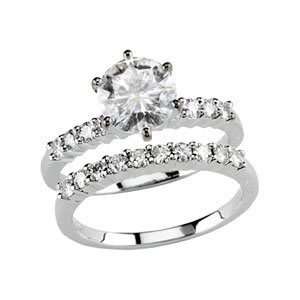   White gold 1 3/4 CTTW Round Moissanite Engagement & Wedding Band Rings
