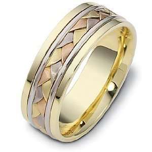   Wide Woven Style Tri Color 14 Karat Gold Wedding Band Ring   7