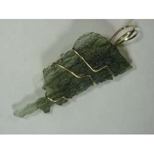  14ct. Gold Fill Wire Wrapped Czech Moldavite Necklace 